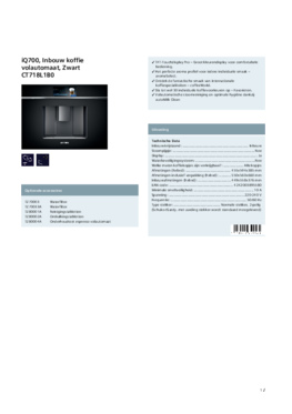 Product informatie SIEMENS koffiemachine inbouw CT718L1B0