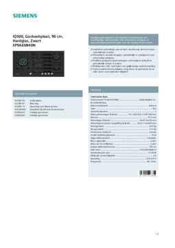 Product informatie SIEMENS kookplaat inbouw EP9A6MI40N