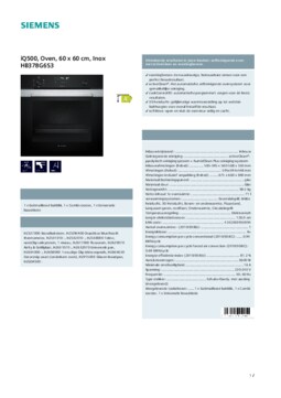 Product informatie SIEMENS oven inbouw rvs HB378G6S3