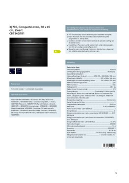 Product informatie SIEMENS oven inbouw zwart CB734G1B1