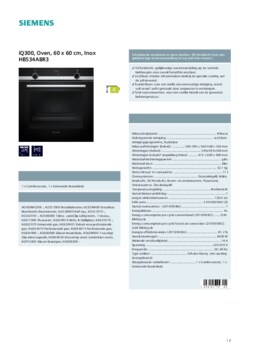 Product informatie SIEMENS oven inbouw zwart HB534ABR3