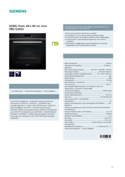 Product informatie SIEMENS oven inbouw zwart HB572AES3