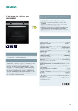 Product informatie SIEMENS oven inbouw zwart HB574ABR3F