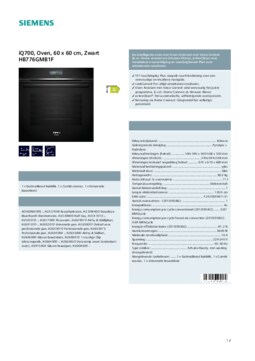 Product informatie SIEMENS oven inbouw zwart HB776GMB1F