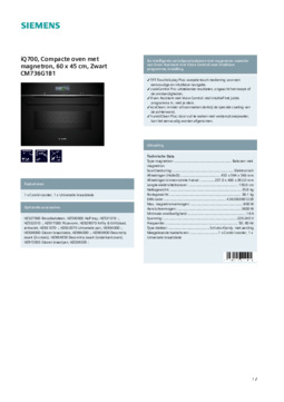 Product informatie SIEMENS oven met magnetron inbouw CM736G1B1