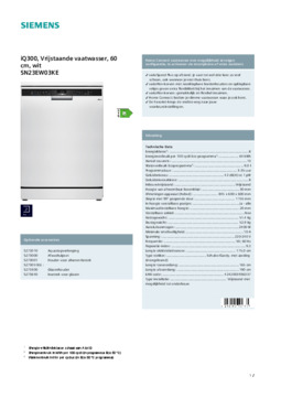 Product informatie SIEMENS vaatwasser SN23EW03KE