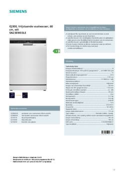 Product informatie SIEMENS vaatwasser SN23EW03LE