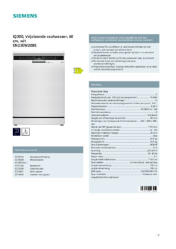 Product informatie SIEMENS vaatwasser SN23EW20BE