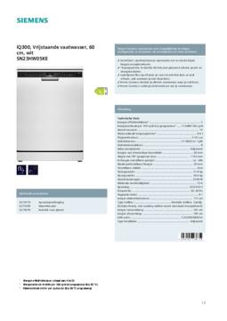 Product informatie SIEMENS vaatwasser SN23HW05KE