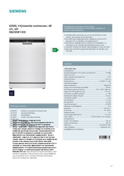 Product informatie SIEMENS vaatwasser SN25EW13CE