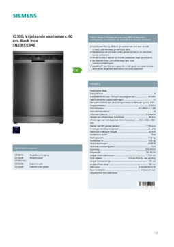 Product informatie SIEMENS vaatwasser blacksteel SN23EC03AE