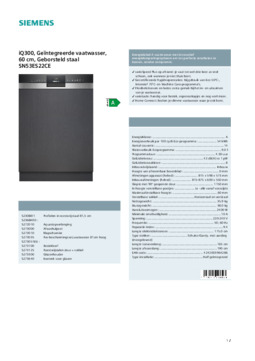 Product informatie SIEMENS vaatwasser inbouw SN53ES22CE