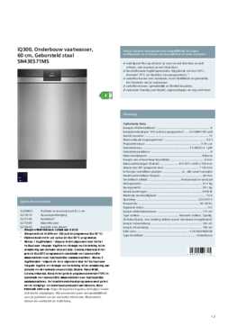 Product informatie SIEMENS vaatwasser onderbouw SN43ES71MS