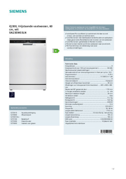 Product informatie SIEMENS vaatwasser wit SN23EW03LN