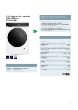 Product informatie SIEMENS wasmachine WG56B2ABNL