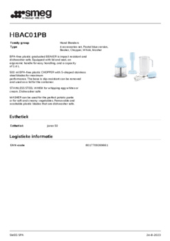 Product informatie SMEG accessoires set blauw HBAC01PB