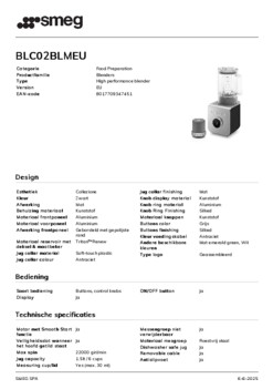 Product informatie SMEG blender BLC02BLMEU