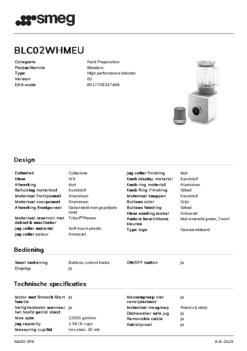 Product informatie SMEG blender BLC02WHMEU