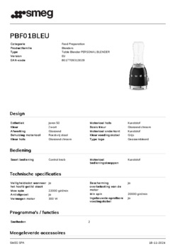 Product informatie SMEG blender zwart PBF01BLEU