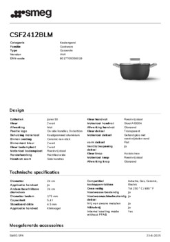 Product informatie SMEG braadpan zwart CSF2412BLM