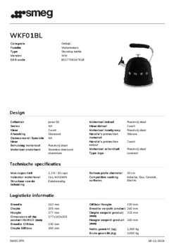 Product informatie SMEG fluitketel WKF01BL