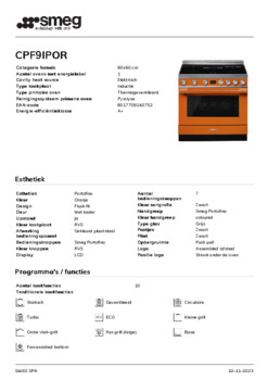 Product informatie SMEG fornuis inductie oranje CPF9IPOR