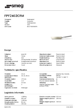 Product informatie SMEG koekenpan creme FPF2402CRM