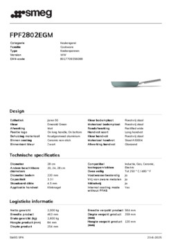 Product informatie SMEG koekenpan groen FPF2802EGM