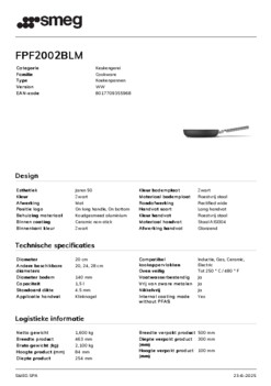 Product informatie SMEG koekenpan zwart FPF2002BLM