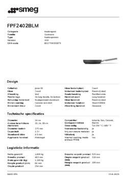 Product informatie SMEG koekenpan zwart FPF2402BLM