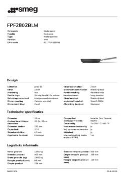 Product informatie SMEG koekenpan zwart FPF2802BLM