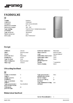 Product informatie SMEG koelkast FA3905LX6
