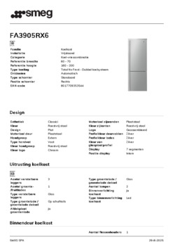 Product informatie SMEG koelkast FA3905RX6