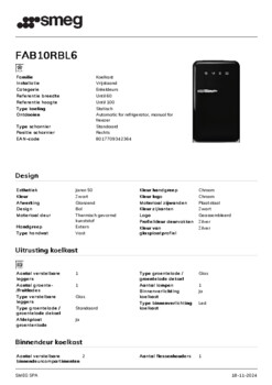 Product informatie SMEG koelkast FAB10RBL6
