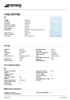 Product informatie SMEG koelkast FAB10RPB6