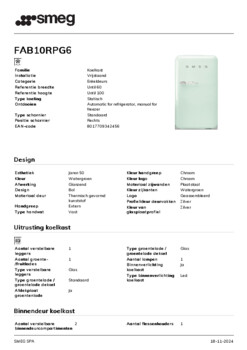 Product informatie SMEG koelkast FAB10RPG6
