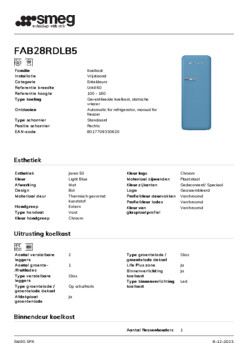 Product informatie SMEG koelkast Light Blue FAB28RDLB5
