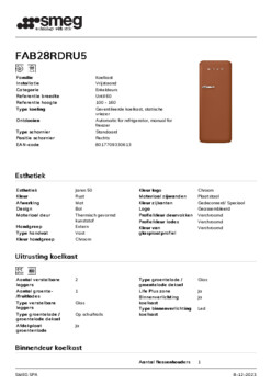 Product informatie SMEG koelkast Rust FAB28RDRU5