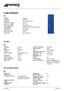 Product informatie SMEG koelkast blauw FAB32RBE6