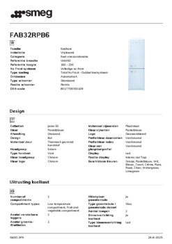 Product informatie SMEG koelkast blauw FAB32RPB6