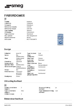 Product informatie SMEG koelkast blauw FAB5RDGME6