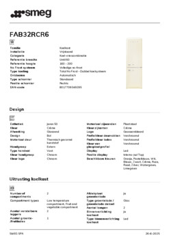 Product informatie SMEG koelkast creme FAB32RCR6