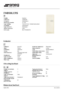 Product informatie SMEG koelkast crème FAB50LCR5