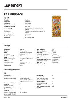 Product informatie SMEG koelkast gedecoreerd speciaal FAB28RDGC6