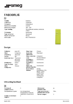 Product informatie SMEG koelkast groen FAB30RLI6