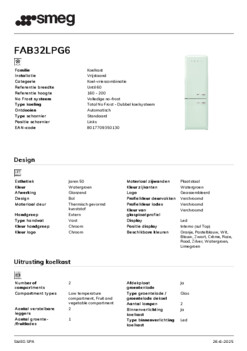Product informatie SMEG koelkast groen FAB32LPG6