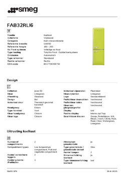 Product informatie SMEG koelkast groen FAB32RLI6