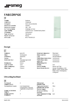 Product informatie SMEG koelkast groen FAB32RPG6