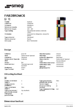 Product informatie SMEG koelkast in meerdere kleuren FAB28RDMC6
