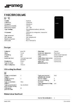 Product informatie SMEG koelkast mat zwart FAB28RDBLM6